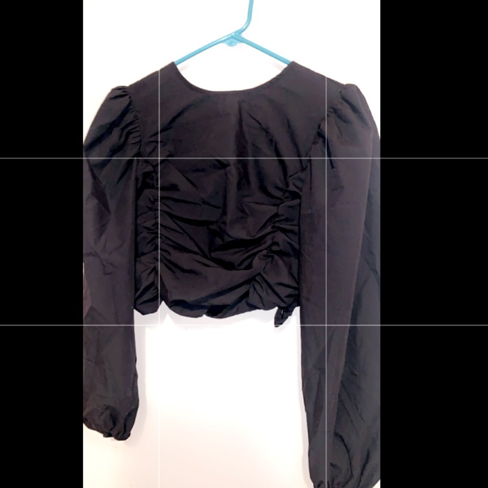 Black ruffle top